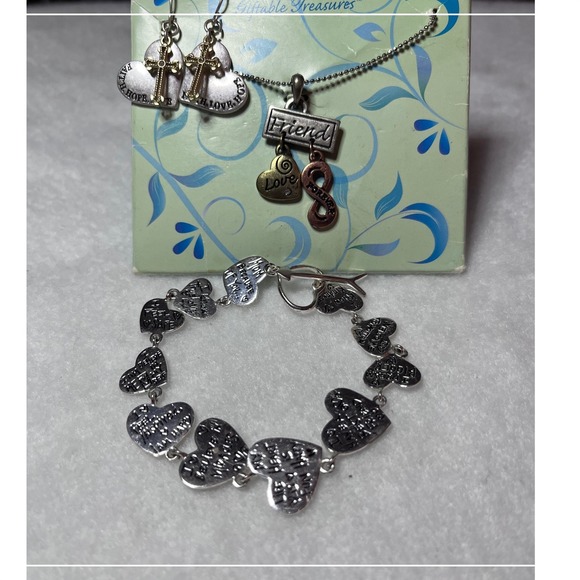 Giftable Treasures Jewelry - Giftable Treasures Jewelry Set Women OS Silver Faith Friend Heart Excellent